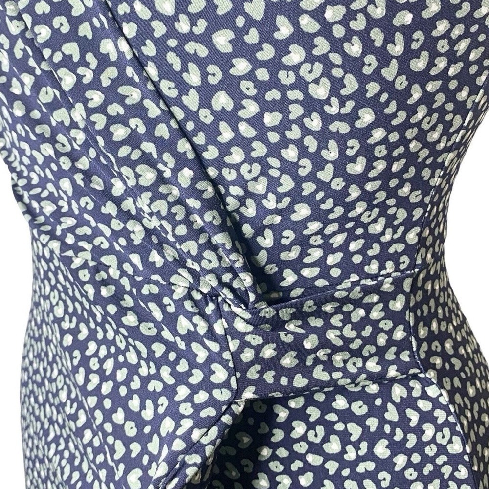 Kaileigh Navy & Green Abstract Print Sleeveless Midi Dress - Size Medium - Picture 4 of 7